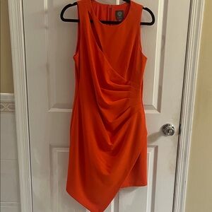 Vince Camuto Asymmetrical Dress in Vibrant Orange